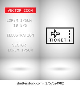 Billete de avión Icono del vector . Lorem Ipsum Diseño de ilustración