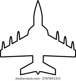 Aircraft top view line icons set. Silhouettes of American and Russian military and civilian aircraft models. Plane illustration sign collection. Airplane symbol. Air plane, plane, travel. Vector illustration.