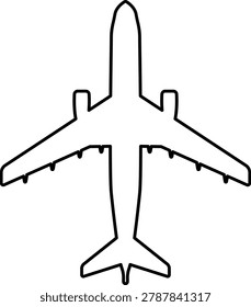 Aircraft top view line icons set. Silhouettes of American and Russian military and civilian aircraft models. Plane illustration sign collection. Airplane symbol. Air plane, plane, travel. Vector illustration.