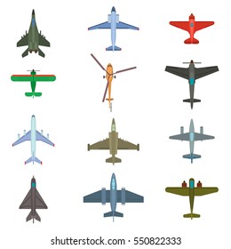 aircraft top view vector illustration.