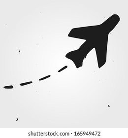 Aircraft trajectory hand drawn, flight map