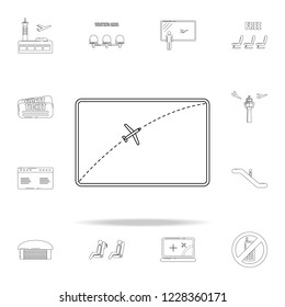 aircraft trajectory on the screen icon. Airport icons universal set for web and mobile