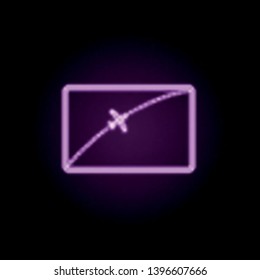 Aircraft trajectory on the screen neon icon. Elements of airport set. Simple icon for websites, web design, mobile app, info graphics