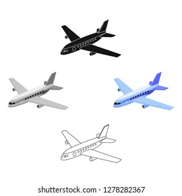 Aircraft for transportation of a large number of people. The safest air transport.Transport single icon in cartoon style vector symbol stock illustration.