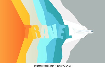 aircraft in the travel on background color, vector illustration