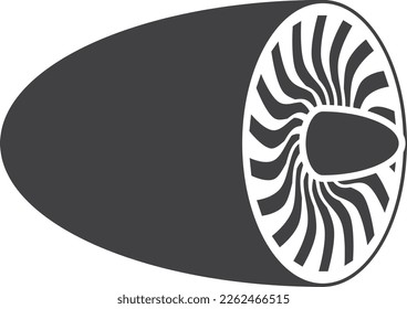 Aircraft turbine icon. Rotating engine black blades