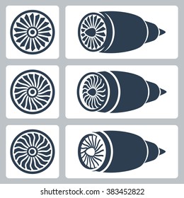 Aircraft Turbines Vector Icon Set