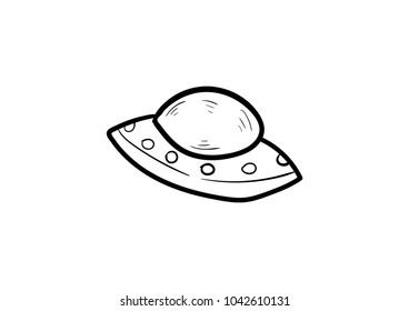 aircraft ufo doodle icon vector 