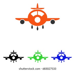 Aircraft vector icon. Illustration style is a flat iconic colored symbol with different color versions.