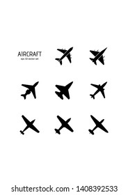 Aircraft - vector icon set on white background. Symbol for web, infographics, print design and mobile UX/UI kit. Vector illustration, EPS10.