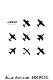 Aircraft - vector icon set on white background. Symbol for web, infographics, print design and mobile UX/UI kit. Vector illustration, EPS10.