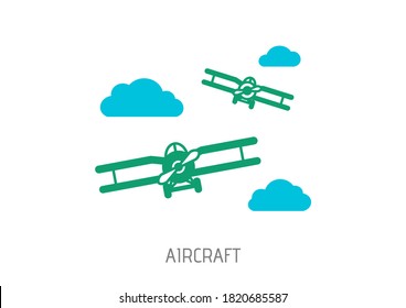 Aircraft - vector icon set on white background. Symbol for web, infographics, print design and mobile UX/UI kit. Vector illustration, EPS10.