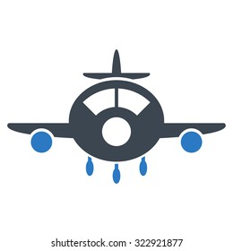 Aircraft vector icon. Style is bicolor flat symbol, smooth blue colors, rounded angles, white background.