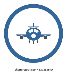 Aircraft vector icon. Style is bicolor flat rounded symbol, cobalt and gray colors, rounded angles, white background.