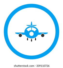 Aircraft vector icon. Style is bicolor flat rounded symbol, blue and gray colors, rounded angles, white background.