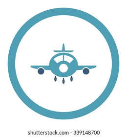 Aircraft vector icon. Style is bicolor flat rounded symbol, cyan and blue colors, rounded angles, white background.