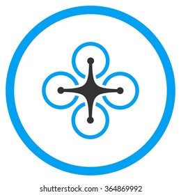Aircraft vector icon. Style is bicolor flat circled symbol, blue and gray colors, rounded angles, white background.