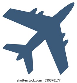 Aircraft vector icon. Style is flat blue symbol, rounded angles, white background.