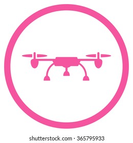 Aircraft vector icon. Style is flat circled symbol, pink color, rounded angles, white background.