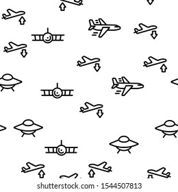 Aircraft Vector Seamless Pattern Thin Line Illustration
