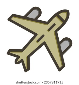 Aircraft Vector Thick Line Filled Colors Icon For Personal And Commercial Use.
