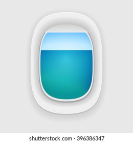 Aircraft Window with a sea or ocean view. airplane porthole.