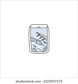 Aircraft window travel conception symbol illustration