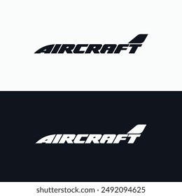 AIRCRAFT wordmark lettering logo. Minimal Aircraft logotype vector illustration