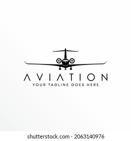 Aircraftor plane in Flight or flying image graphic icon logo design abstract concept vector stock. Can be used as a symbol related to aviation or transportation.