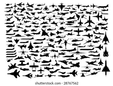 Aircrafts isolated on white. Vector illustration.