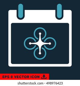 Airdrone Calendar Day icon. Vector EPS illustration style is flat iconic bicolor symbol, blue and white colors.