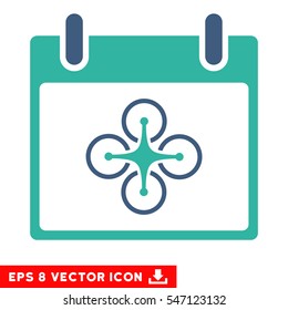 Airdrone Calendar Day icon. Vector EPS illustration style is flat iconic bicolor symbol, cobalt and cyan colors.
