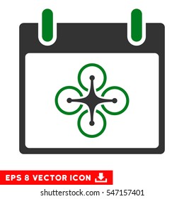Airdrone Calendar Day icon. Vector EPS illustration style is flat iconic bicolor symbol, green and gray colors.