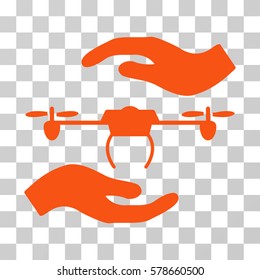 Airdrone Care Hands icon. Vector illustration style is flat iconic symbol, orange color, transparent background. Designed for web and software interfaces.
