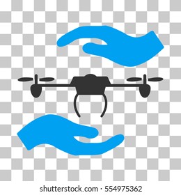 Airdrone Care Hands vector icon. Illustration style is flat iconic bicolor blue and gray symbol on a transparent background.