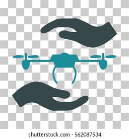 Airdrone Care Hands vector pictogram. Illustration style is flat iconic bicolor soft blue symbol on a transparent background.