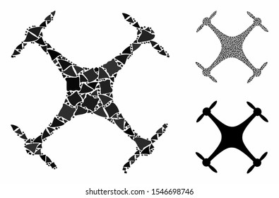 Airdrone composition of irregular parts in various sizes and shades, based on airdrone icon. Vector bumpy parts are composed into composition. Airdrone icons collage with dotted pattern.