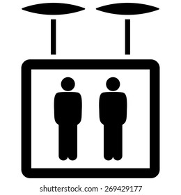 Airdrone elevator with people. Black vector icon on a white background.
