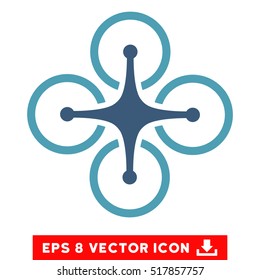 Airdrone EPS vector icon. Illustration style is flat iconic bicolor cyan and blue symbol on white background.