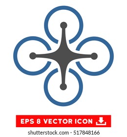 Airdrone EPS vector pictograph. Illustration style is flat iconic bicolor cobalt and gray symbol on white background.