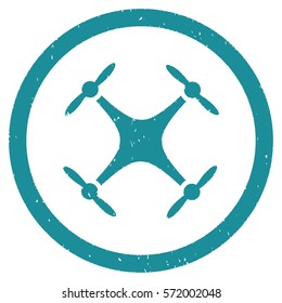 Airdrone grainy textured icon inside circle for overlay watermark stamps. Flat symbol with dirty texture.