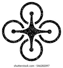 Airdrone grainy textured icon for overlay watermark stamps. Flat symbol with dust texture. Dotted vector black ink rubber seal stamp with grunge design on a white background.