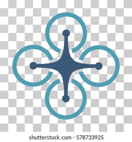 Airdrone icon. Vector illustration style is flat iconic bicolor symbol, cyan and blue colors, transparent background. Designed for web and software interfaces.