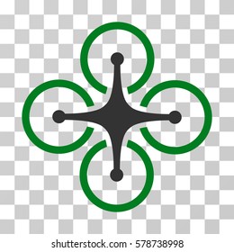 Airdrone icon. Vector illustration style is flat iconic bicolor symbol, green and gray colors, transparent background. Designed for web and software interfaces.