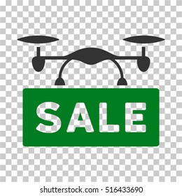 Airdrone Sale EPS vector icon. Illustration style is flat iconic bicolor green and gray symbol on chess transparent background.