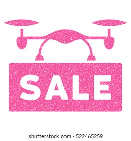 Airdrone Sale grainy textured icon for overlay watermark stamps. Flat symbol with scratched texture. Dotted vector pink ink rubber seal stamp with grunge design on a white background.