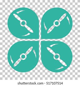 Airdrone Screws Rotation EPS vector pictogram. Illustration style is flat iconic cyan symbol.