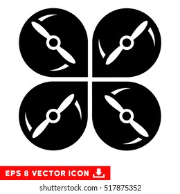 Airdrone Screws Rotation EPS vector icon. Illustration style is flat iconic black symbol on white background.