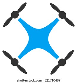 Airdrone vector icon. Style is bicolor flat symbol, blue and gray colors, rounded angles, white background.