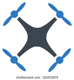 Airdrone vector icon. Style is bicolor flat symbol, smooth blue colors, rounded angles, white background.